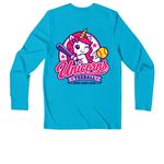 ODC Unicorns&nbsp;, a Sapphire Youth UV Performance Long Sleeve Tee (back-view)
