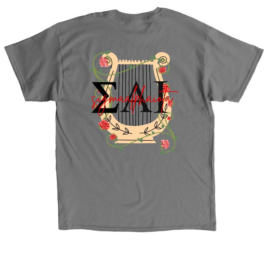 SAI lyre tee, a Charcoal Classic Unisex Tee (back-view)