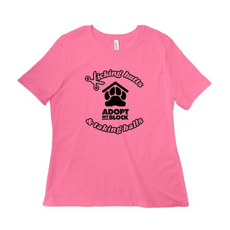 Kicking Butts & Taking Balls (Dark), a Charity Pink Women?s Relaxed Cotton Tee