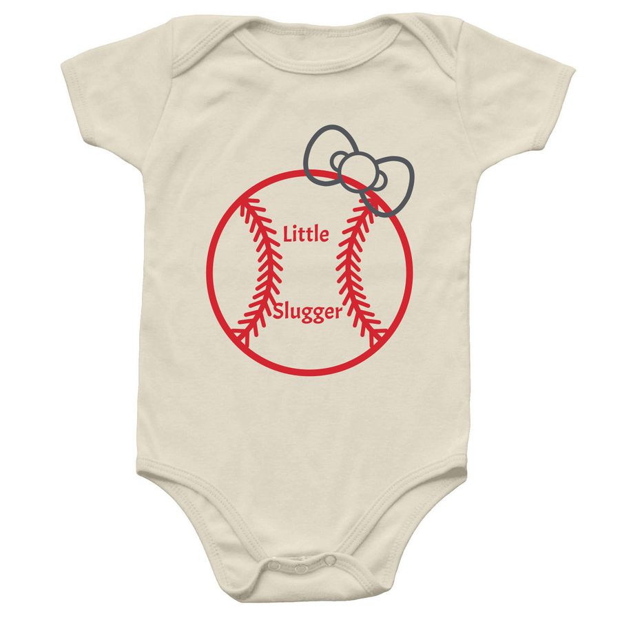Little Slugger (Bow), a Natural Infant Onesie