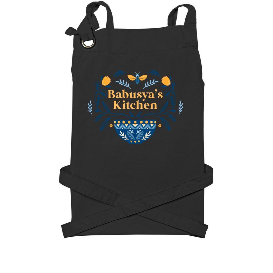 Cooking for Ukraine Apron, a Black Cotton Canvas Pocket Apron