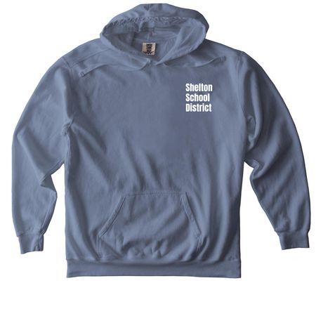 Shelton School District/Logo, a Blue Jean Comfort Colors Pullover Hoodie (back-view)
