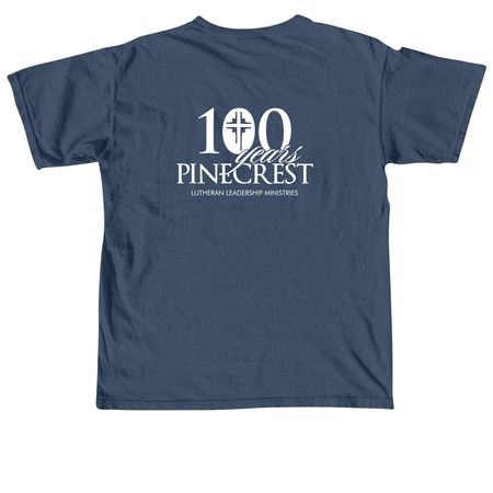 Pinecrest 100 Official Logo, a Midnight Comfort Colors Unisex Tee (back-view)