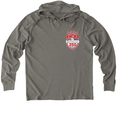 Duty Shirt - USA 250 Theme, a Driftwood Grey Allmade Organic Cotton Mineral Dye Hoodie Tee