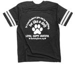 Fall 2026 fundraising campaign, a Vintage Smoke / White Football Jersey Tee (back-view)