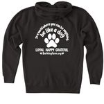 Fall 2026 fundraising campaign, a Black Heavyweight Zip Up Hoodie (back-view)