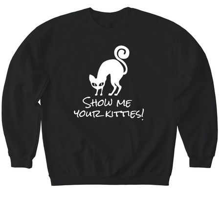 Show Me Your Kitties! ?, a Black Softstyle Crewneck Sweatshirt