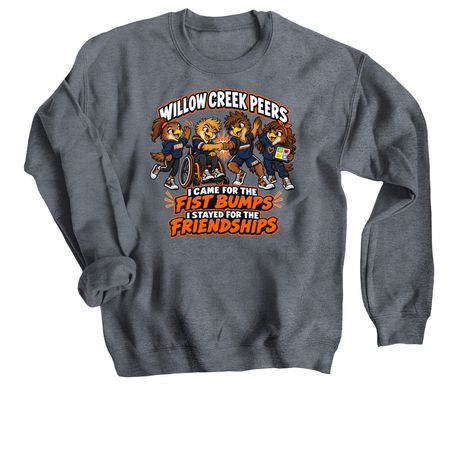 Fist Bumps & Friendships, a Dark Heather Crewneck Sweatshirt