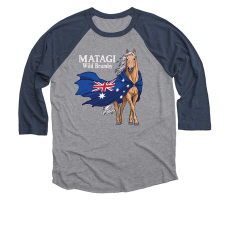 MATAGI, a Vintage Navy and Premium Heather 3/4 Sleeve Baseball Tee
