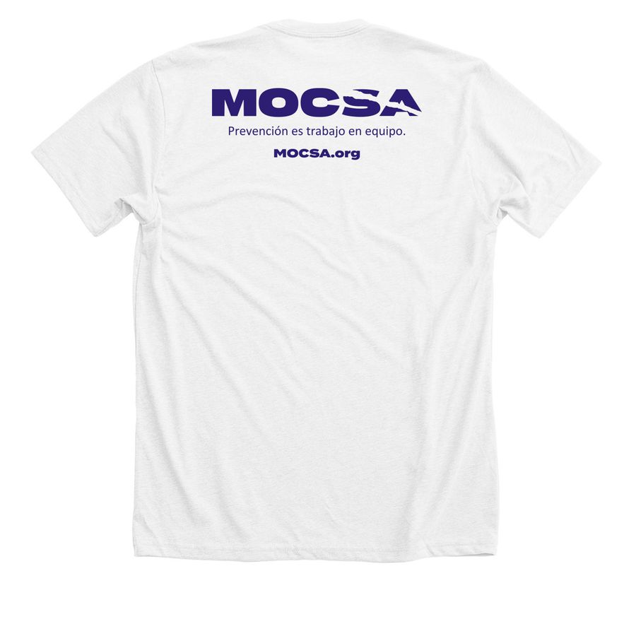 Juega Limpio, a Solid White Blend Premium Unisex Tee (back-view)