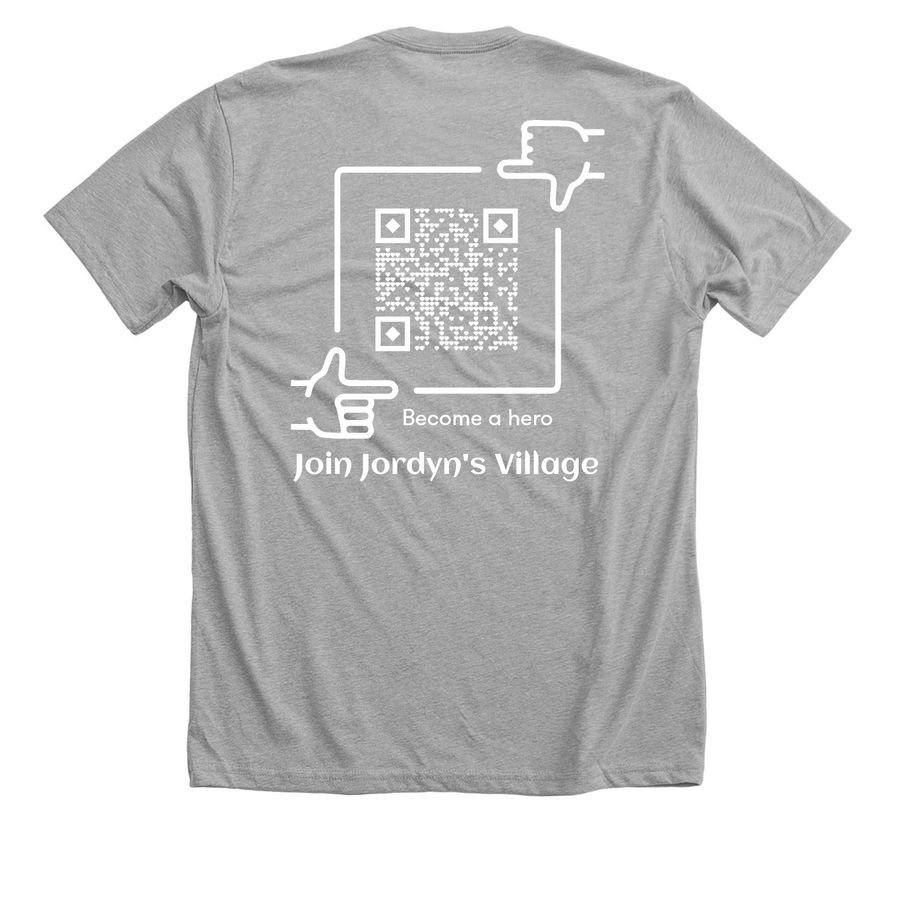 Small but mighty, a Athletic Heather Premium Unisex Tee (back-view)