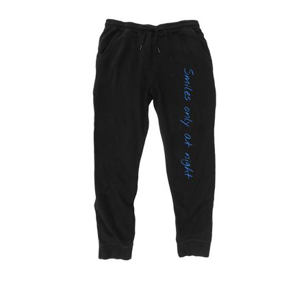Smiles only at night ?, a Black Midweight Fleece Joggers