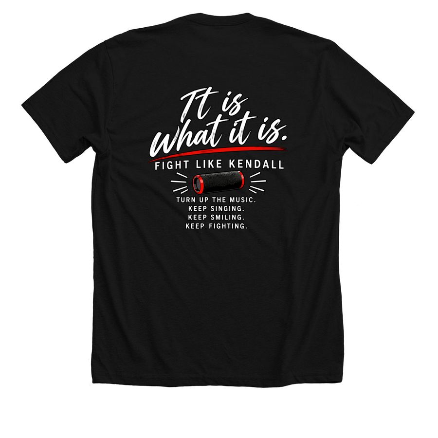 Support Kendall's Fight with GBM, a Solid Black Blend Premium Unisex Tee (back-view)