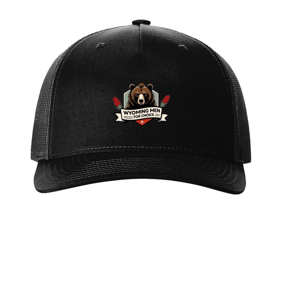 WyoUnited: Wyoming Men For Choice, a Black Printed Five-Panel Trucker Cap