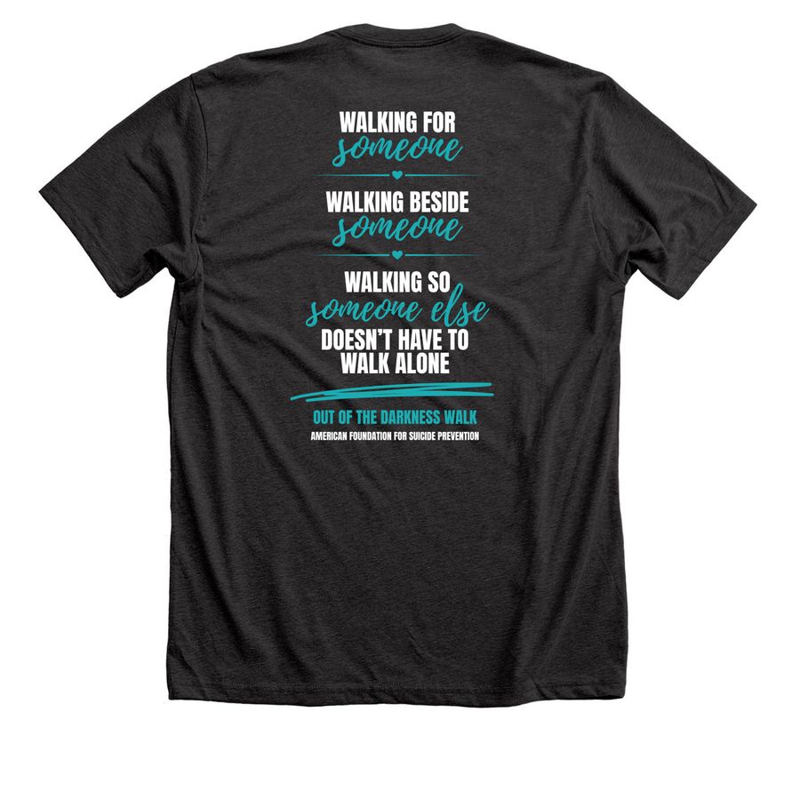 Team No One Walks Alone, a Dark Grey Heather Premium Unisex Tee (back-view)