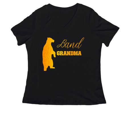Golden Bear Band Grandma Shirt&nbsp;, a Black Women's Relaxed V-Neck Tee