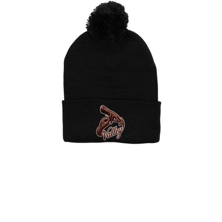 Y.P.O., a Black Printed Pom-Pom Beanie