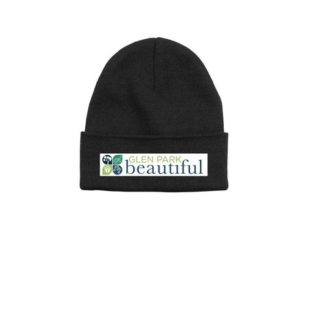 GPB Logo Beanie - White Background, a Black Printed Base Camp Beanie