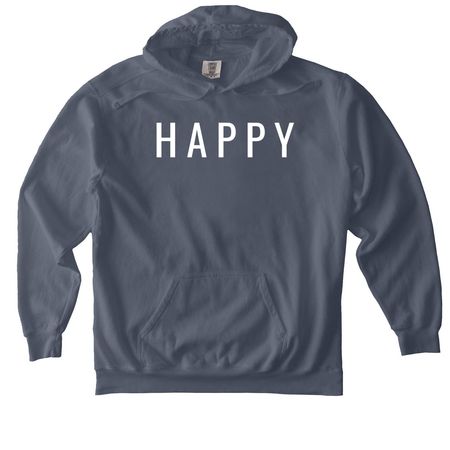 HAPPY Classic, a Denim Comfort Colors Pullover Hoodie