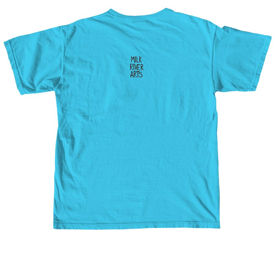 KING GHIDORA, a Lagoon Blue Comfort Colors Unisex Tee (back-view)