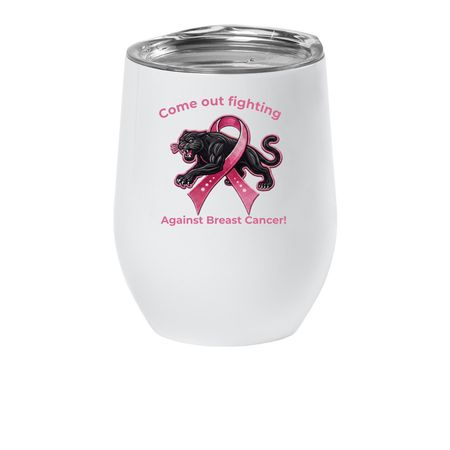 Pink Panther Breast Cancer Awareness Wine Cup, a White Insulated Wine Cup