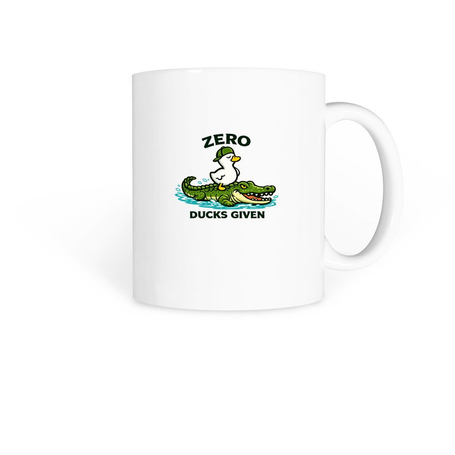 Zero Ducks Given Croc Coffee Mug, a White Coffee Mug