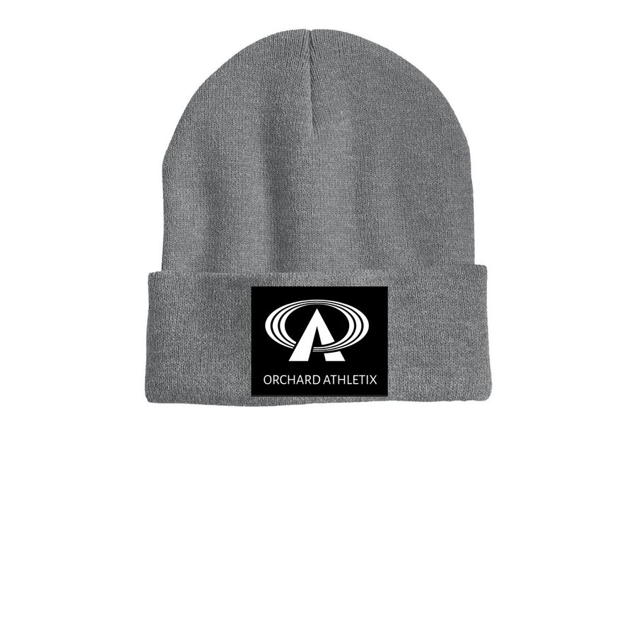 ORCHARD ATHLETIX BEANIE, a Dark Heather Grey Printed Cuffed Beanie