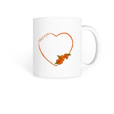 Merryn Floral Heart Cup, a White Coffee Mug