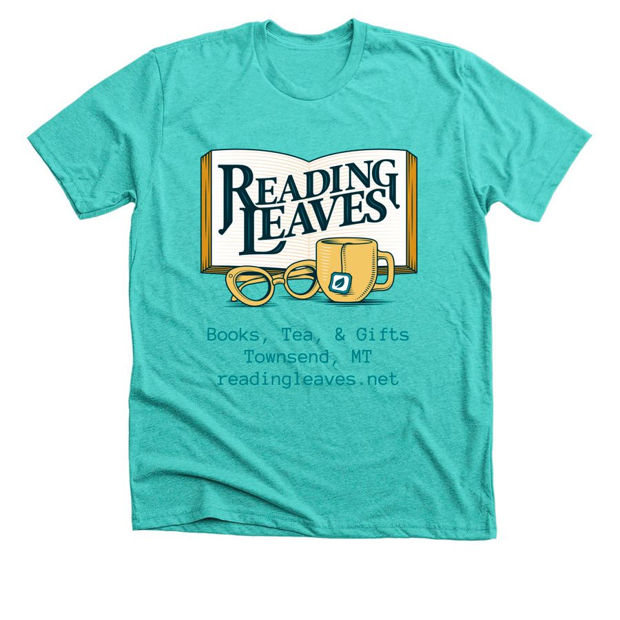 Reading Leaves Logo Tee, a Heather Sea Green Premium Unisex Tee