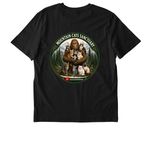 Sasquatch that loves cats, a Black Stanley/Stella Unisex Creator 2.0 Tee (back-view)
