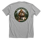 Sasquatch that loves cats, a Athletic Heather Premium Unisex Tee (back-view)