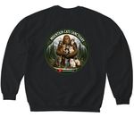 Sasquatch that loves cats, a Black Softstyle Crewneck Sweatshirt (back-view)