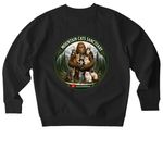 Sasquatch that loves cats, a Black Stanley/Stella Unisex Changer 2.0 Crewneck Sweatshirt (back-view)