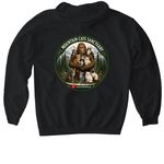 Sasquatch that loves cats, a Black Gildan Softstyle Pullover Hoodie (back-view)