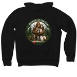 Sasquatch that loves cats, a Black Premium Pullover Hoodie (back-view)