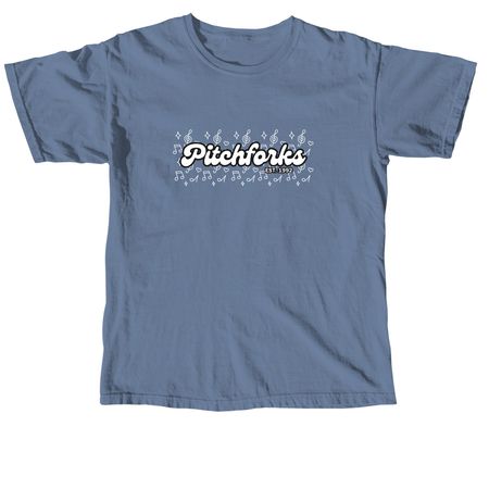 Pitchforks Spring '26 White Logo, a Blue Jean Comfort Colors Unisex Tee