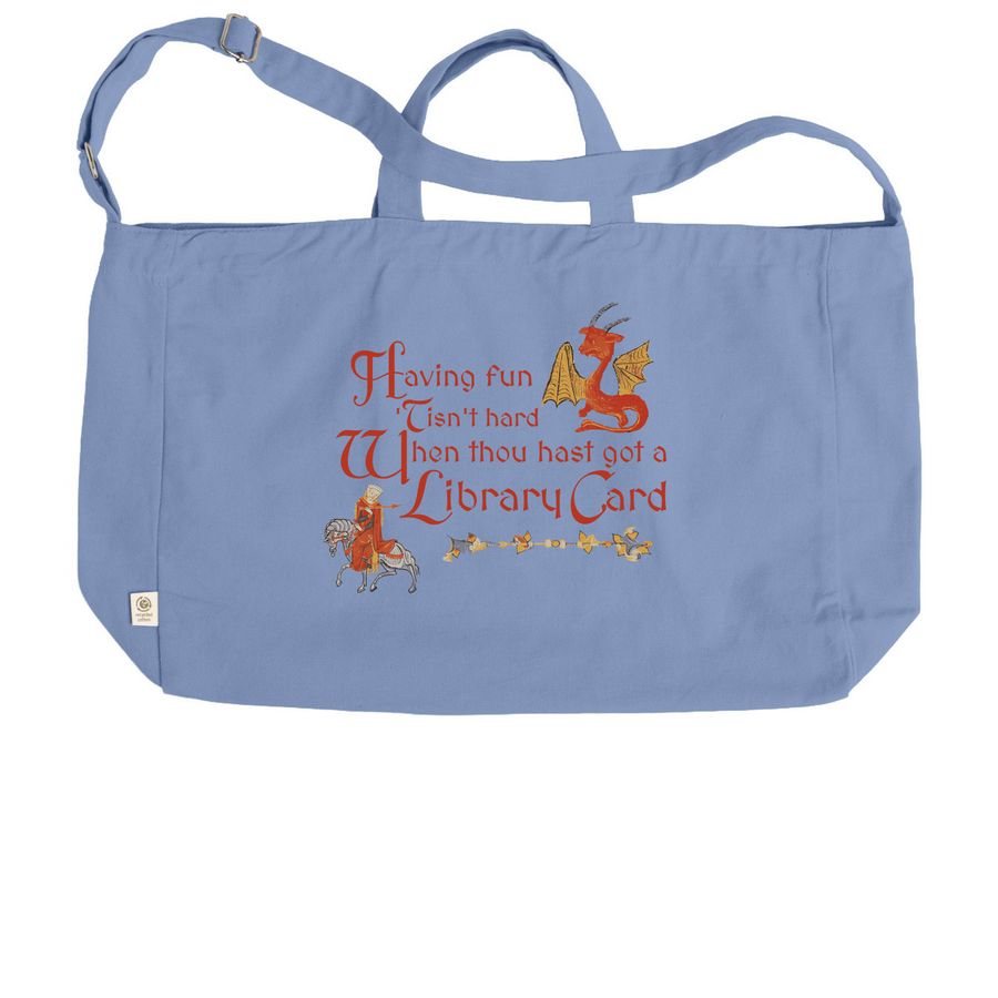 Medieval Library Tote: Two Designs in One!, a Elemental Blue Reclaimist G2G Tote Bag (back-view)