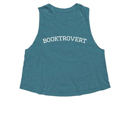 Booktrovert University, a Heather Deep Teal Women's Cropped Racerback Tank