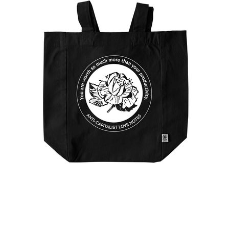 anti-capitalist love notes tote, a Black Recycled Cotton Tote Bag