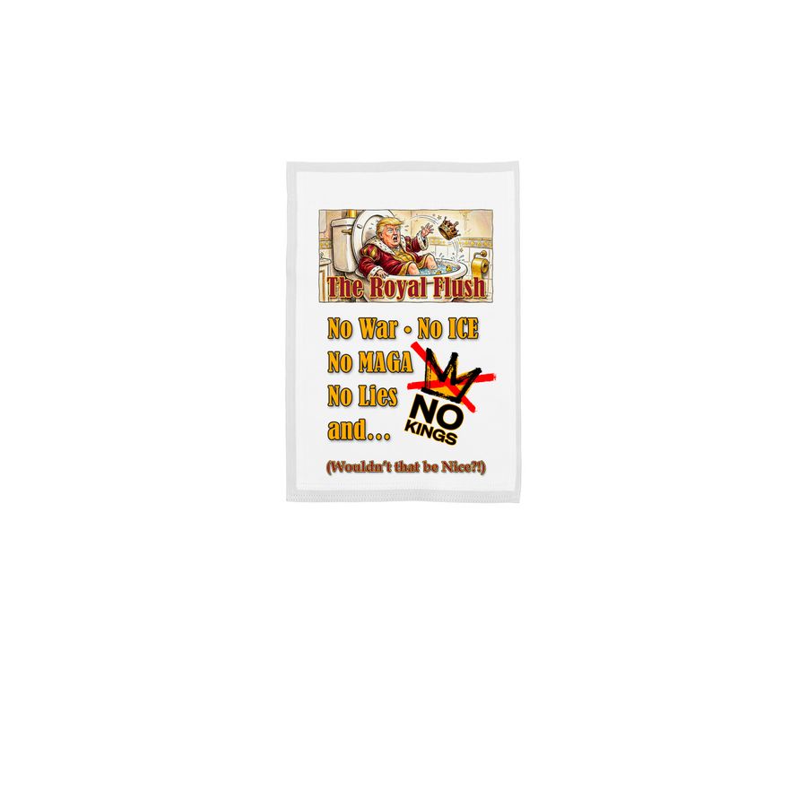 Royal Flush - No Kings Flag, a White 12" x 18" Yard Flag