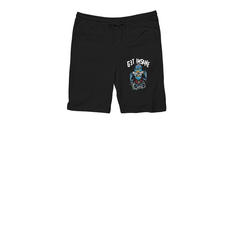 Insanity Media Short, a Black Midweight Fleece Shorts