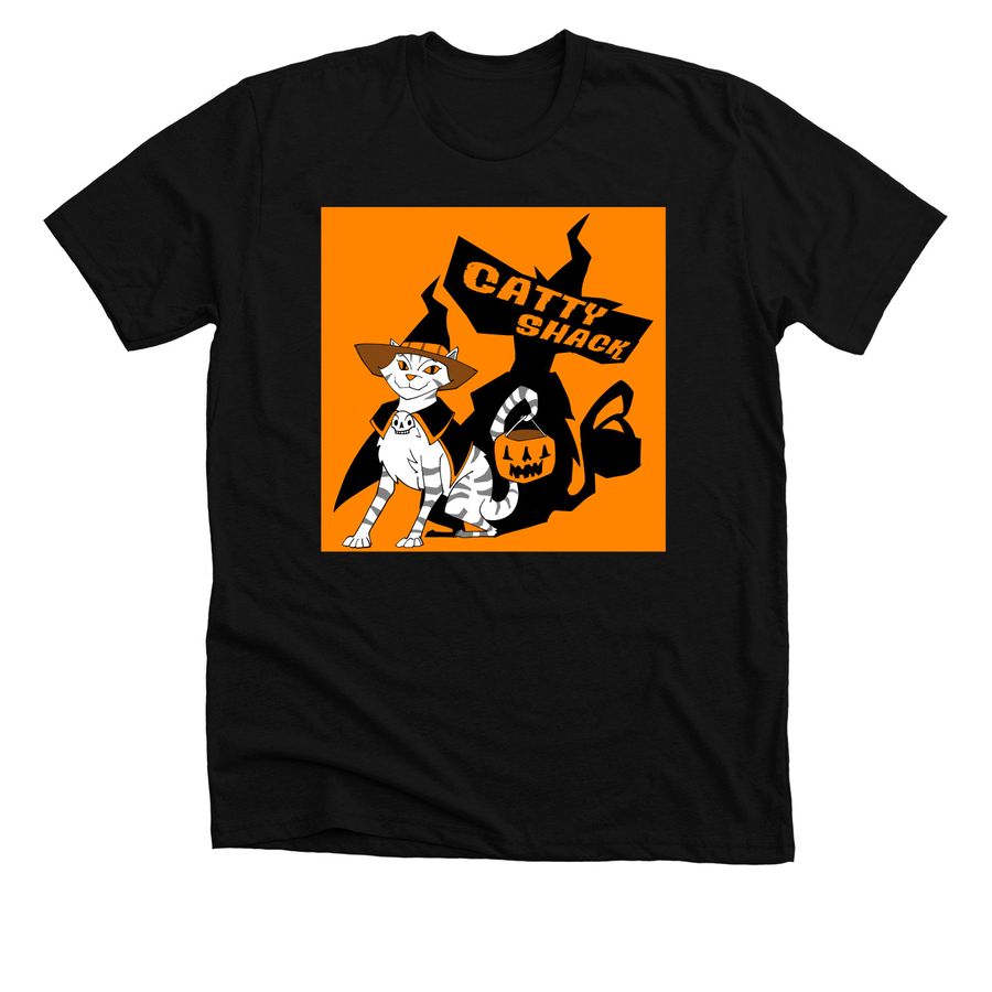 Cattyshack Halloween Shirts, a Solid Black Blend Premium Unisex Tee
