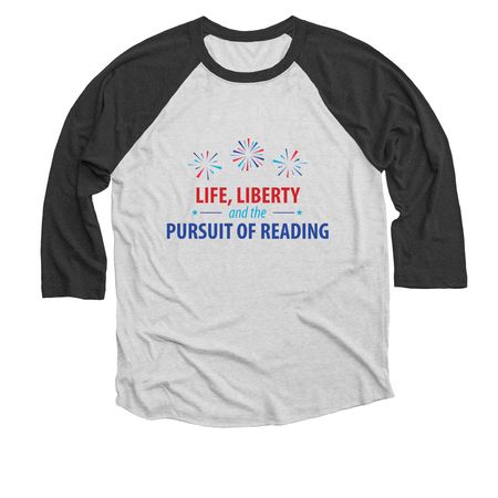 Pursuit of Reading Apparel-light colors&nbsp;, a Black and Heather White 3/4 Sleeve Baseball Tee