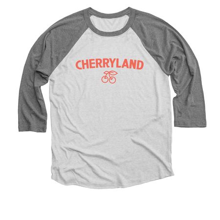 Cherryland ?, a Premium Heather and Heather White 3/4 Sleeve Baseball Tee