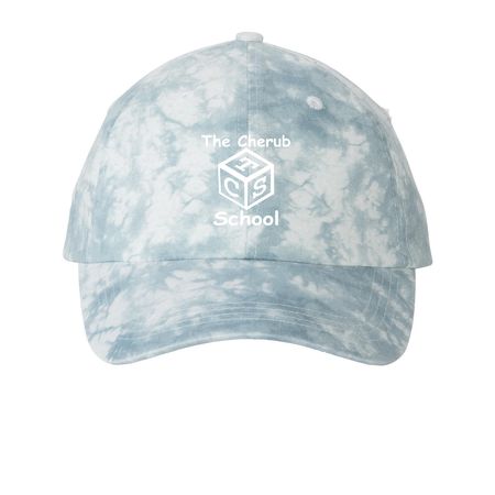 Cherub Hat, a Light Blue Printed Tie Dye Baseball Hat