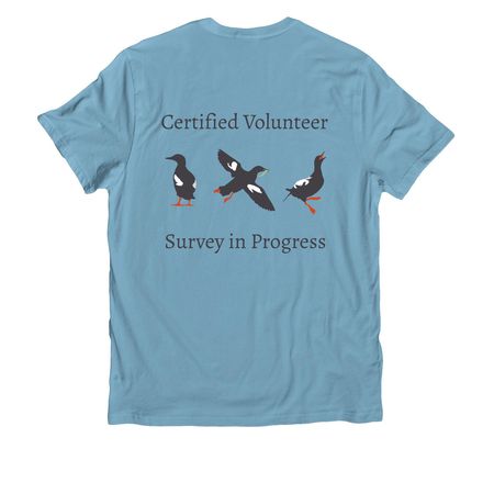 Volunteer Merch, a Arctic Blue Allmade Organic Cotton Unisex Tee (back-view)