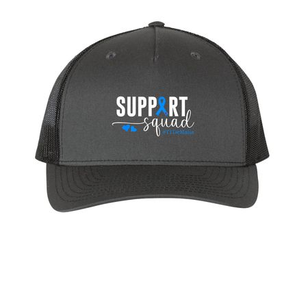 T1DeMalia Hat, a Charcoal/ Black Printed Five-Panel Trucker Cap