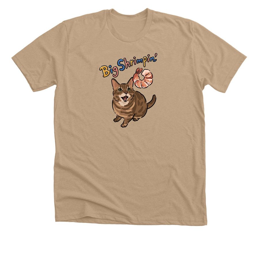 Big Shrimpin? Mocha, a Heather Sand Dune Premium Unisex Tee