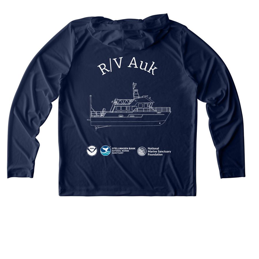R/V Auk UV, a True Navy UV Performance Long Sleeve Hoodie