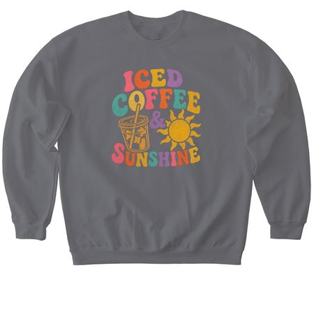 Iced Coffee & Sunshine&nbsp;, a Charcoal Softstyle Crewneck Sweatshirt